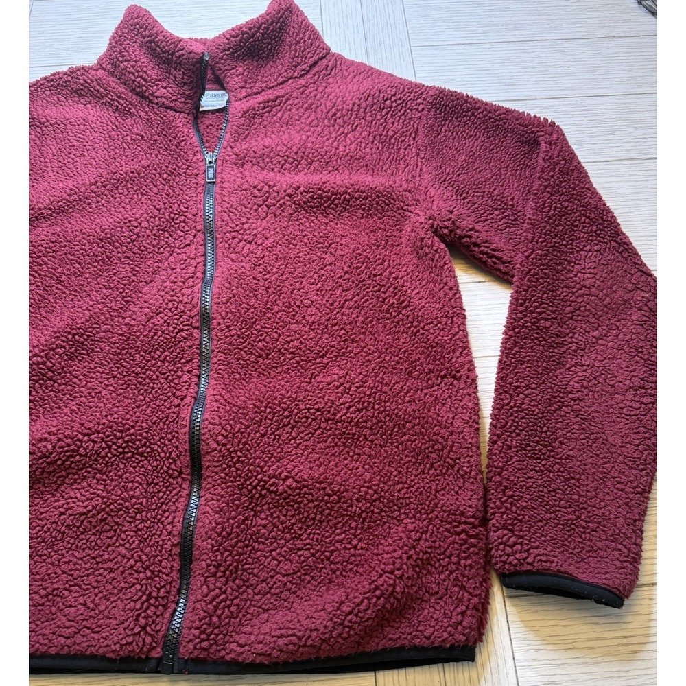 PINK Victoria's Secret Sherpa Maroon Teddy Full-Zip Jacket Cozy Gorpcore Outdoor - Picture 5 of 9